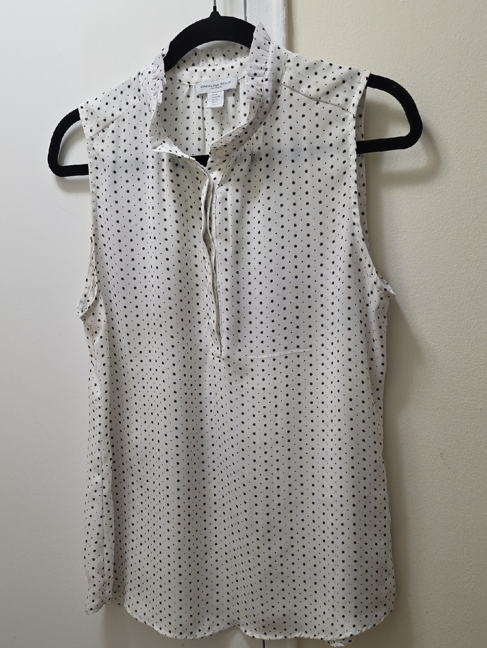Carolina Belle White Sleeveless Polka Dot Blouse